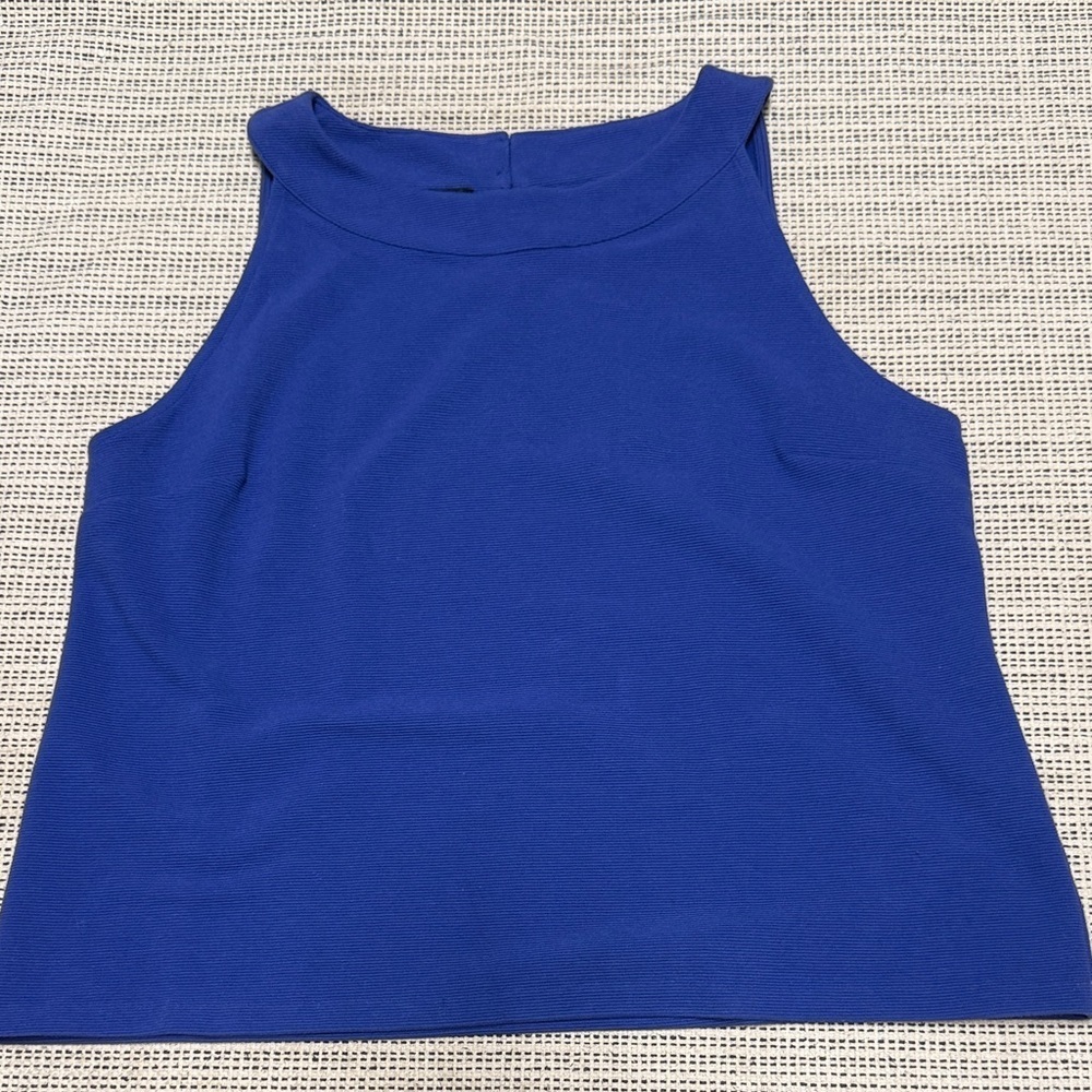 🔥🔥5/$25! Talbots Women's Blue Ribbed Textured Sleeveless Top